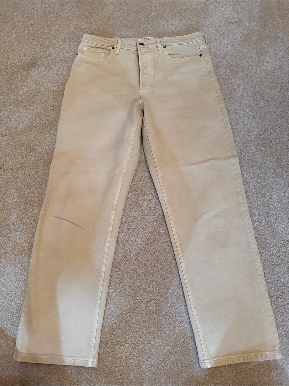 Women’s Button Fly Banana Republic Straight Leg Jeans in Light Beige